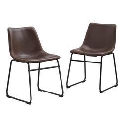 Brown Faux Leather Dining Chairs (Set of 2) - Walker Edison CHL18BR