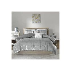 Intelligent Design Raina Twin/Twin XL Comforter Set in Grey/Silver - Olliix ID10-1243