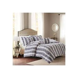 Madison Park Zuri Full/Queen Faux Fur Comforter Set in Grey - Olliix MP10-3076