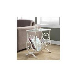 Accent Table / Side / End / Magazine / Nightstand / Narrow / Living Room / Bedroom / Metal / Tempered Glass / White / Clear / Traditional - Monarch Specialties I 3312