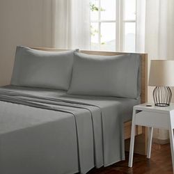 Sleep Philosophy Smart Cool Microfiber Full Sheet Set in Grey - Olliix SHET20-961