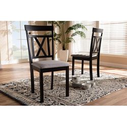 Baxton Studio Rosie Modern Grey Fabric & Espresso Brown Finished Dining Chair Set of 2 - 95-RH123C-Dark Brown/Grey-DC