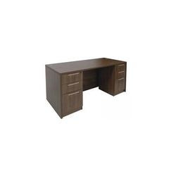 Modern Walnut Rectangular Managers Desk w/6 Drawers