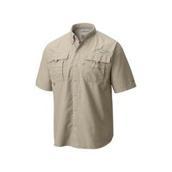 Columbia Men's PFG Bahama II Button-Up Short Sleeve Shirt Nylon, Fossil SKU - 105937