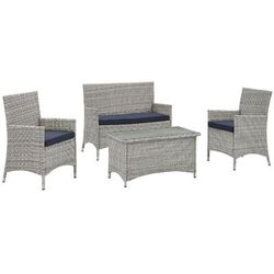 Bridge 4 Piece Outdoor Patio Patio Conversation Set EEI-2212-LGR-NAV