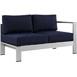 Shore Right-Arm Corner Sectional Outdoor Patio Aluminum Loveseat EEI-2262-SLV-NAV