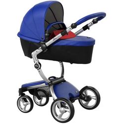 Mima Xari Complete Stroller, Silver - Royal Blue / Ruby Red