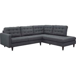 Empress 2 Piece Upholstered Fabric Right Facing Bumper Sectional - East End Imports EEI-2797-DOR