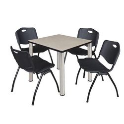 "Kee 30" Square Breakroom Table in Maple/ Chrome & 4 'M' Stack Chairs in Black - Regency TB3030PLBPCM47BK"