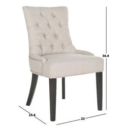 Harlow 19''H Tufted Ring Chair - Silver Nail Heads in Taupe/Espresso (Set of 2) - Safavieh MCR4716A-SET2