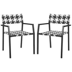 Halden Arm Chair in White/Black (Set of 2) - Safavieh PAT4001A-SET2