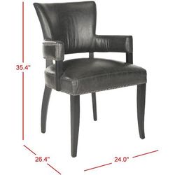 Desa 21''H Arm Chair - Brass Nail Heads in Antique Brown/Black - Safavieh MCR4691A