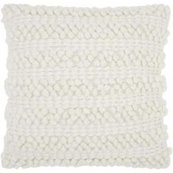 Mina Victory Life Styles Woven Stripes White Throw Pillow - Nourison DC827