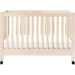 Babyletto Maki Full-Size Portable Folding Crib w/Toddler Bed Conversion Kit - Washed Natural