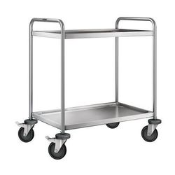 Chariot Inox Avec Rebords De Sécurité - 2 Plateaux - Force 120 Kg - B PRO