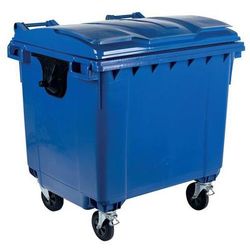conteneur à déchet 4 roues bleu - 1100l - mobil plastic