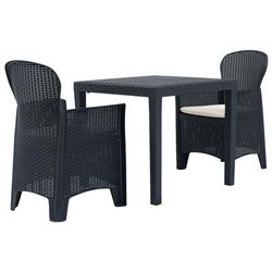 vidaXL Set da Bistrò 3 pz in Plastica Stile Rattan Antracite