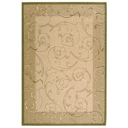 "Courtyard Collection 4' X 5'-7" Rug in Natural And Olive - Safavieh CY2665-1E01-4"