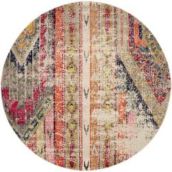 Monaco Collection 5' X 5' Round Rug in Light Grey And Multi - Safavieh MNC222G-5R