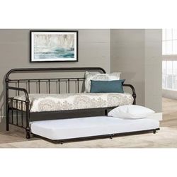 Hillsdale Furniture Kirkland Metal Twin Daybed with Roll Out Trundle, Dark Bronze - 1863DBT