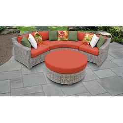 Coast 4 Piece Outdoor Wicker Patio Furniture Set 04a in Tangerine - TK Classics Coast-04A-Tangerine