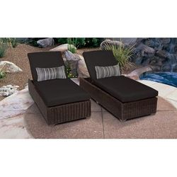 Venice Chaise Set of 2 Outdoor Wicker Patio Furniture in Black - TK Classics Venice-2X-Black