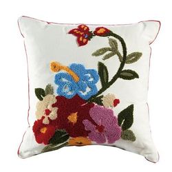 "Marigold Embroidered Cotton 18" Throw Pillow - Elight Home 70011"