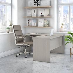 Office by kathy ireland® Echo L Shaped Desk in Gray Sand - Bush Furniture ECH026GS