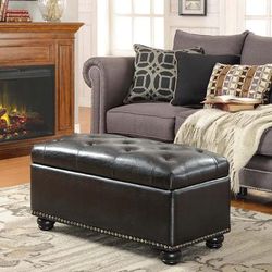 7th Avenue Storage Ottoman in Black Finish - Convenience Concepts 163050BL