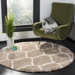 Hudson Shag Collection 5' X 5' Round Rug in Beige And Ivory - Safavieh SGH280S-5R