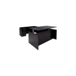 Black Adjustable Height Rectangular Front U-Shaped Desk
