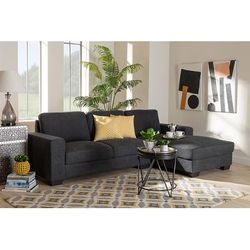 Baxton Studio Nevin Modern Dark Grey Fabric Sectional Sofa /w Right Facing Chaise - J099S-Dark Grey-RFC