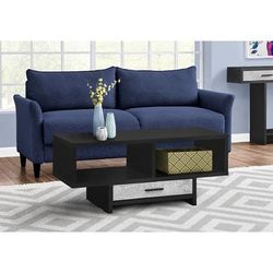 "Coffee Table / Accent / Cocktail / Rectangular / Storage / Living Room / 42" L / Drawer / Laminate / Black / Grey / Contemporary / Modern - Monarch Specialties I 2810"