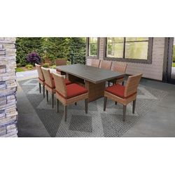 Laguna Rectangular Outdoor Patio Dining Table w/ 8 Armless Chairs in Terracotta - TK Classics Laguna-Dtrec-Kit-8C-Terracotta