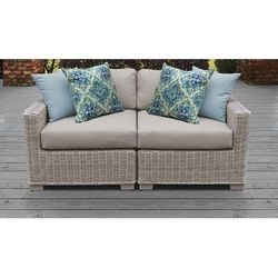 Coast 2 Piece Outdoor Wicker Patio Furniture Set 02a in Beige - TK Classics Coast-02A