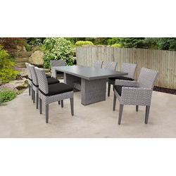 Monterey Rectangular Outdoor Patio Dining Table w/ 6 Armless Chairs And 2 Chairs W/ Arms in Black - TK Classics Monterey-Dtrec-Kit-6Adc2Dcc-Black