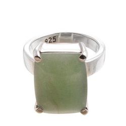 Serene Meadow,'Rectangular Aventurine Cocktail Ring from Peru'