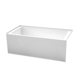 Wyndham WCBTW16030RBNTRIM Grayley 60 x 30 Inch Alcove Bathtub in White with Right-Hand Drain and Overflow Trim in Brushed Nickel