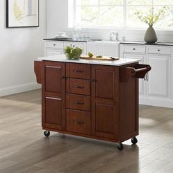 Eleanor Granite Top Kitchen Cart Mahogany/White - Crosley KF30175EMA