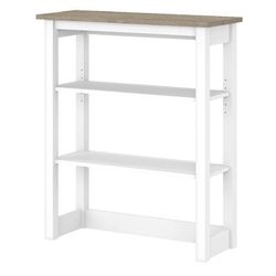 Bush Furniture Mayfield Tall Hutch Organizer in Pure White & Shiplap Gray - MAH131GW2-03