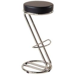 Tabouret Haut Noir Simili Cuir Pietement Chromé - Linea Fabbrica