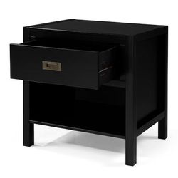 1-Drawer Classic Solid Wood Nightstand in Black - Walker Edison BR1DLYDNSBL