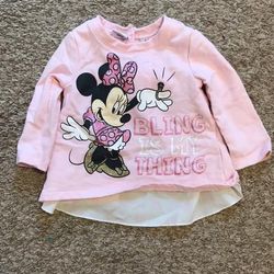 Disney Shirts & Tops | 5 For $25 Mini Mouse Hight Low Sweater | Color: Pink | Size: 9-12mb