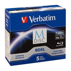 Verbatim M DISC BDXL 100GB 4x Blu-ray Discs (Jewel Case, 5-Pack) 98913