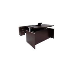 Mocha Adjustable Height Bow Front U-Shaped Desk