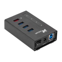 Xcellon 4-Port Powered USB 3.0 Slim Aluminum Hub with 1 Dual Data/Charging Port SH4-3H1HC-2