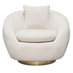 Celine Swivel Accent Chair in Light Cream Velvet w/ Brushed Gold Accent Band - Diamond Sofa CELINECHCM