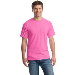 Gildan G500 Adult Heavy Cotton T-Shirt in Azalea size Small 5000, G5000