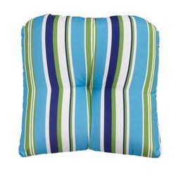 Tufted Wicker Chair Cushion by BrylaneHome in Poppy Stripe Thick Patio Seat Pad