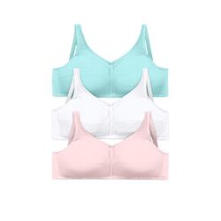 Plus Size Women's 3-Pack Cotton Wireless Bra by Comfort Choice in Pastel Assorted (Size 54 D)